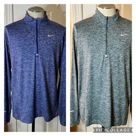 EUC Lot of 2 Men's Nike Dri-Fit Half Zip Pullover Shirts Blue & Green Size XL - Picture 1 of 11